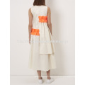 New Fashion Off White Midi Dress With Frills Manufacture Wholesale Fashion Women Apparel (TA5233D)